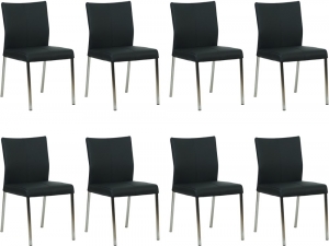 Setvan8ZwartelerenmoderneeetkamerstoelenBasic-pootvierkantrvs-ToledoLeerNerozwartleer