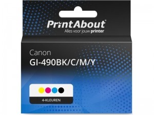 PrintAbouthuismerkInktcartridgeGI-490BKCMY4-kleurenMultipackGeschiktvoorCanon