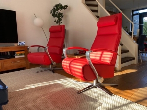 Setvan2lerenrelaxfauteuilsmetstalenframe-metextranekkussen-roodleer-EchtleerIndustrieelontdekdeveleLeersoortenenKleurenbijShopX