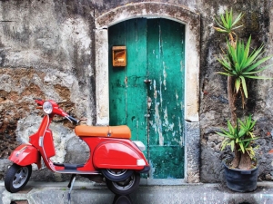 Scooterrood70x50cmTuinschilderijCustomize-it-Customizeit