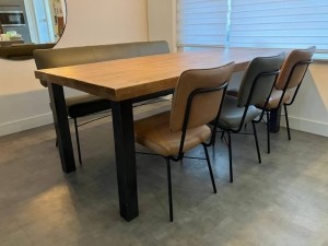 Setvan3lereneetkamerstoeleneneenlereneetkamerbank-tweekleurenleer-EchtleerIndustrieelontdekdeveleLeersoortenenKleurenbijShopX