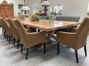Setvan7lereneetkamerstoelen-methoutenpoten-bruinleer-EchtleerLandelijkontdekdeveleLeersoortenenKleurenbijShopX