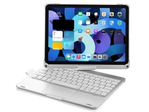iPadPro13Inch2024ToetsenbordCaseZilver360GradenDraaibaarMetTouchpadMuis