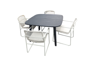 SetvanLennontafel120x120x76cmcharcoalen4MirastoelenwittaupeinclkussenYoi-Yoi