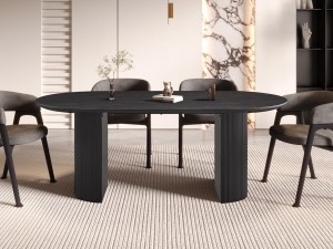 OvaleeettafelLARUSSO200cmdonkerbruin