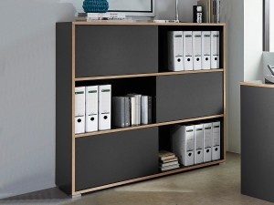 BoekenkastmetschuifdeurenLEA3plankenantracietsonoma