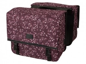 DubbelefietstasNaraMiniFlowerAubergine33L