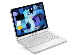 iPadAir11Inch20242025ToetsenbordCaseZilver360gradendraaibaarmetTouchpadMuis