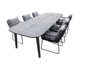 SetvanLennontafel280x110x76cmcharcoalen6Ranstoelenpantherinclkussens-Yoi