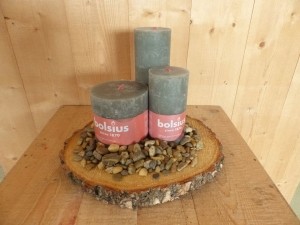 KaarsensetBolsius3stukgrijsgroenmetriviersteentjes-Warentuinmix