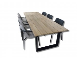 TuinsetKaihoutafelblackteak300x100cmmet4stoelenYoukoustoelblackflaxbeige-blackmixedgrey-Yoi