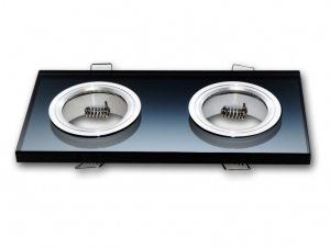 InbouwspotDubbelVierkantGlasZwart