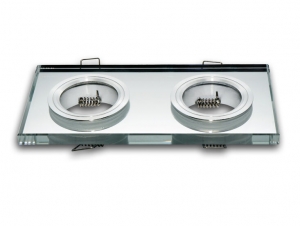 InbouwspotDubbelVierkantGlasChroom