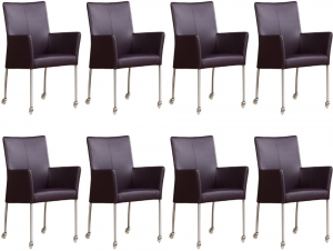 Setvan8DonkerpaarselerenmoderneeetkamerstoelenComfort-ToledoLeerMerlindonkerpaarsleer