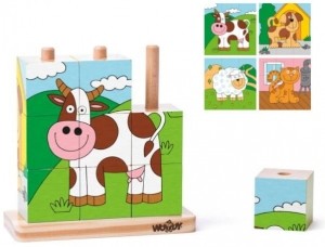 WoodyKubuspuzzelDieren9stukjes