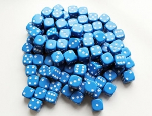 Dobbelstenen16mm-Blauw100stuks