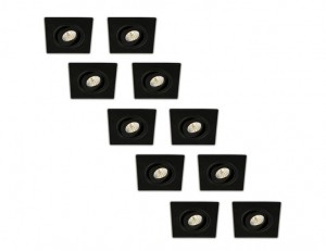 InbouwspotLED3WVierkantKantelbaarAluminiumDimbaarZwart10-Pack