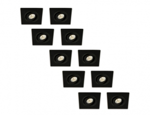 InbouwspotLED3WVierkantKantelbaarAluminiumDimbaarZwart10-Pack
