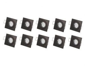 InbouwspotMR1135mmVierkantAluminiumWaterdichtIP44MatZwart10-Pack