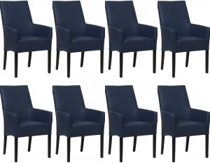 Setvan8BlauwelerenlandelijkeeetkamerstoelenJust-ToledoLeerKobaltblauwleer