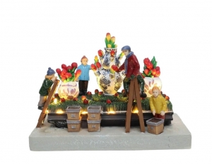 FlowerParadewithDelftBlueVaseswithLEDpolyresin18cmSantaville-Santaville