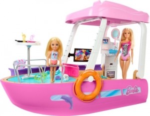 BarbieDroomboot-Speelsetmetbarbiemeubelsenglijbaan