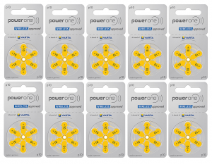 PowerOneHoorapparaatbatterijP10geel60stuks