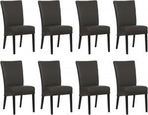 Setvan8DonkerbruinelerenlandelijkeeetkamerstoelenJust-ToledoLeerCaffedonkerbruinleer