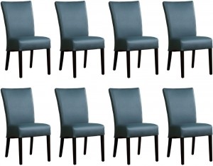 Setvan8BlauwelerenlandelijkeeetkamerstoelenJust-ToledoLeerWhaleblauwleer