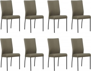 Setvan8GrijzelerenmoderneeetkamerstoelenComfort-ToledoLeerSmoggrijsleer