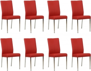 Setvan8RodelerenmoderneeetkamerstoelenComfort-ToledoLeerDucatiroodleer