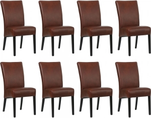 Setvan8CognaclerenlandelijkeeetkamerstoelenJust-GranadaleerCognaccognacleer