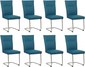 Setvan8BlauwelerenRetro-pootrondrvs-ToledoLeerTurquoiseblauwleer
