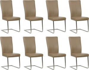 Setvan8TaupelerenindustrileeetkamerstoelenDare-pootvierkantrvs-ToledoLeerMoccataupeleer
