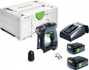 FestoolCXS1225-Plus12VLi-ionAccu-schroefboormachineSet2x25AhAccuInSystainer