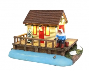 LodgewithFisherwithLEDPolyresin19cmSantaville-Santaville