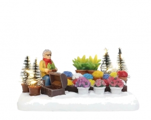 MarketVendorPlantsandFlowerswithLEDPolyresin14cmSantaville-Santaville