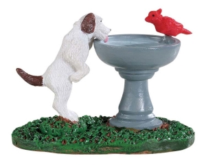 Birdbathdogfountain-Lemax