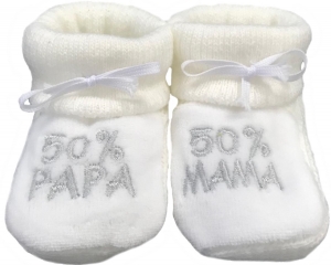 PetitVillainWitGrijs50Mama50PapaNewbornSlofjes