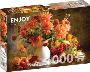 StillLifewithOrangeDahliasPuzzel1000stukjes