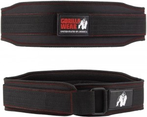 GorillaWear4InchWomensLiftingBelt-ZwartRodeStiksels-L