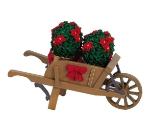 KerstfiguurWheelbarrowwithpoinsettiasLEMAX-Lemax
