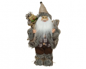 Kerstmanpolyesterl25b15h30cmbruinDecoris-Decoris