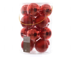 16Kerstballenglasglans-mat80mmkerstroodKSD-Ksd