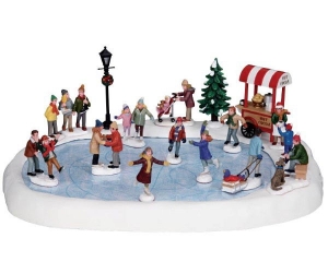 KerstfiguurVillageSchaatsbaanskatingpondwithsound8LEMAX-Lemax