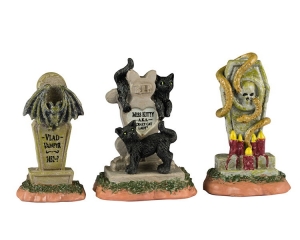 SpookyTownHeadstones4x10x16cm3stHalloweenLEMAX-Lemax