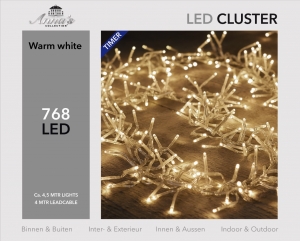 Clusterlights768lampjes45mLEDwarmwit4maanloopsnoertransparantbibuiTransformatorClusterlightsAnnasCollection-Annascollection