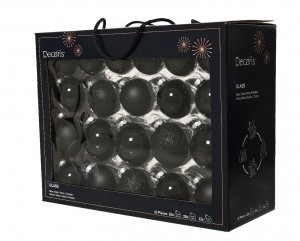 Glazenkerstballeninkofferzwart42stDecoris-Decoris