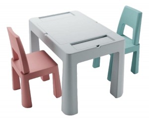 TeggiGreyOldRoseTurquoiseMultifun3-in-1TafelmetTweeStoeltjesTI-011-174