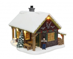 ForestCabinwithLEDPolyresin20cmSantaville-Santaville